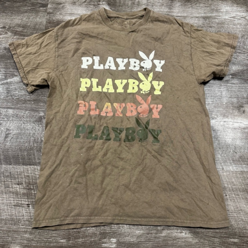 Playboy Brown Graphic T-Shirt Size Medium